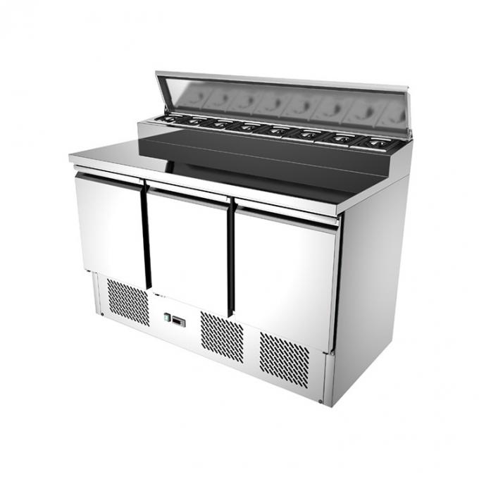 Réfrigérateur de salade d'acier inoxydable de Tableau de préparation de pizza de portes de R134A 3 0