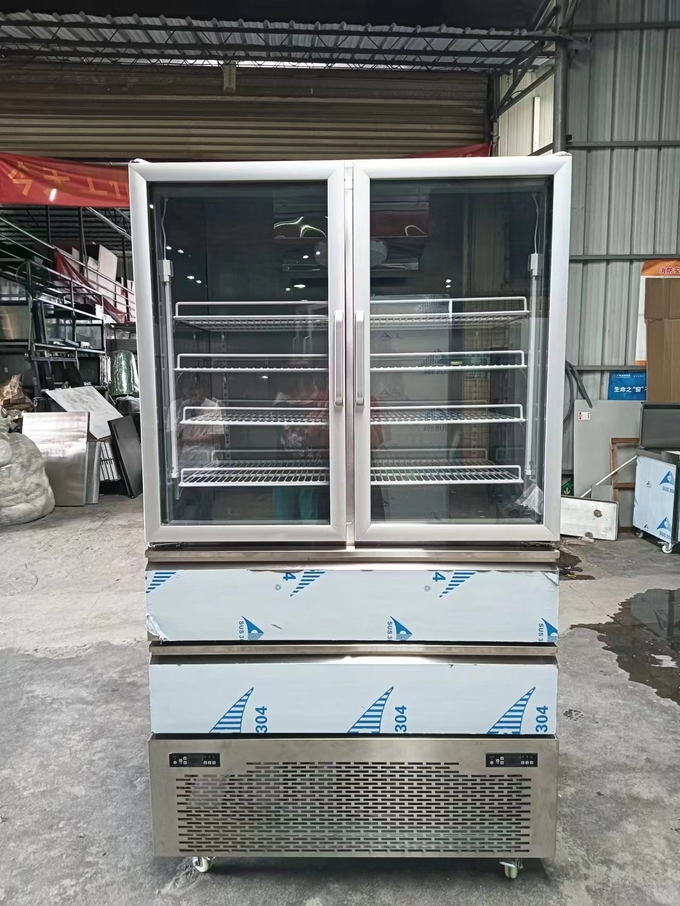 Réfrigérateur vertical 2 Porte vitrée pour congélateur 2 tiroirs pour réfrigérateur pour cuisine avec 110V/60Hz 0