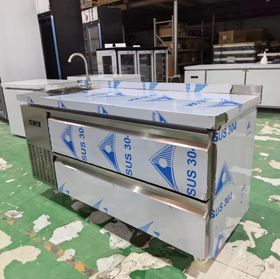 Réfrigérateur commercial sur mesure 60 &quot; Réfrigérateur sous comptoir w / 2 tiroirs 115v 304 argent
