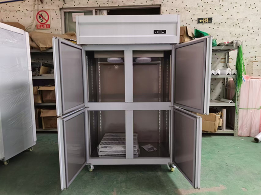 Réfrigérateur vertical commercial pour restaurant 4 portes équipement de cuisine en acier inoxydable réfrigérateur à porte auto-fermant
