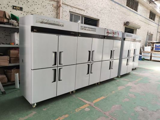 Congélateur vertical à 4 portes en acier inoxydable congélateur à portée de main réfrigérateur de boulangerie avec plateau