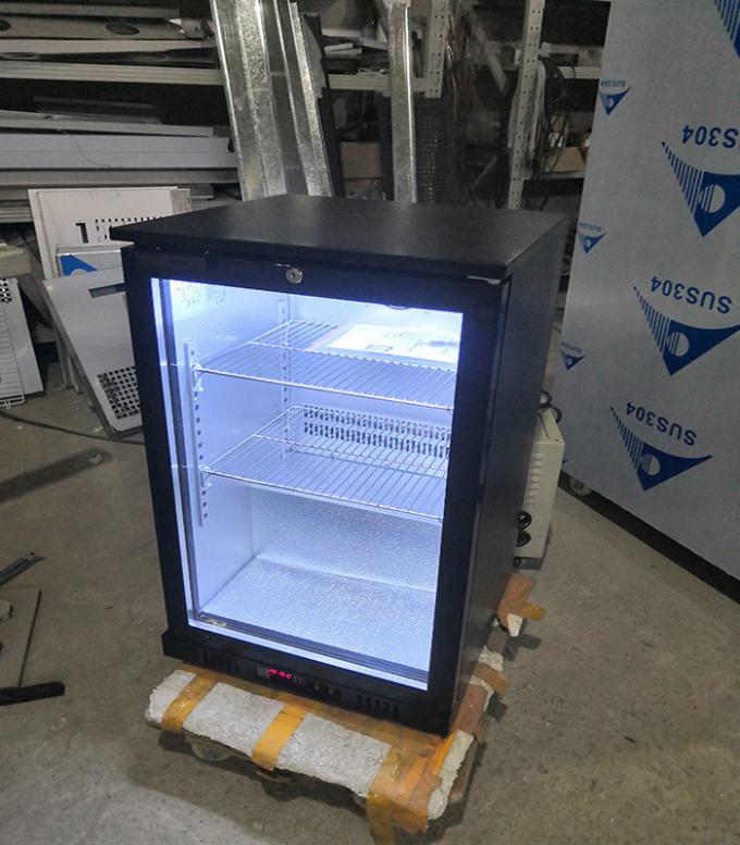 Hôtel 108L ventilateur refroidissement affichage bar de bière réfrigérateur porte à charnière de verre refroidisseur de bar arrière 0