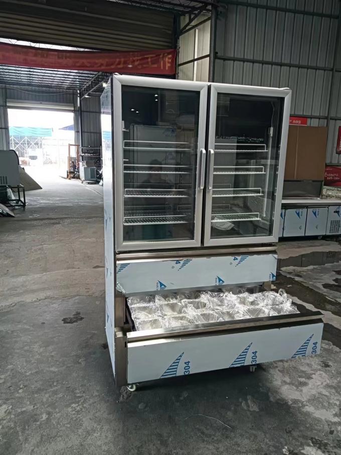 Réfrigérateur vertical 2 Porte vitrée pour congélateur 2 tiroirs pour réfrigérateur pour cuisine avec 110V/60Hz 1