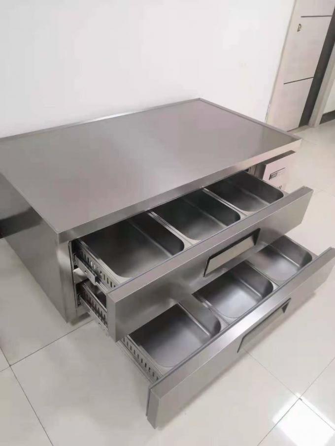 6- tiroirs Table de comptoir Commercial en acier inoxydable Compteur de refroidisseur tiroirs Réfrigérateur Bureau de travail 2